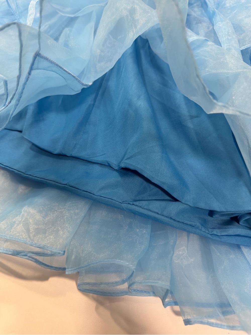 Blue Tie-Shoulder Ruffled V-Neck Mini Dress - Picture 10 of 12